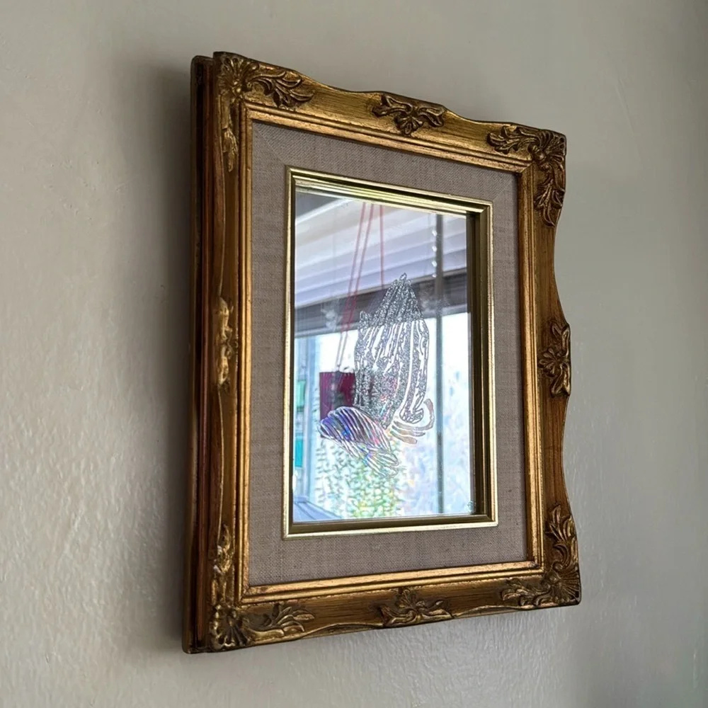 Vintage handmade 1985 praying hands mirror